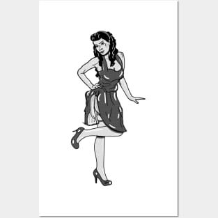 Pin up Girl in black and white Posters and Art
